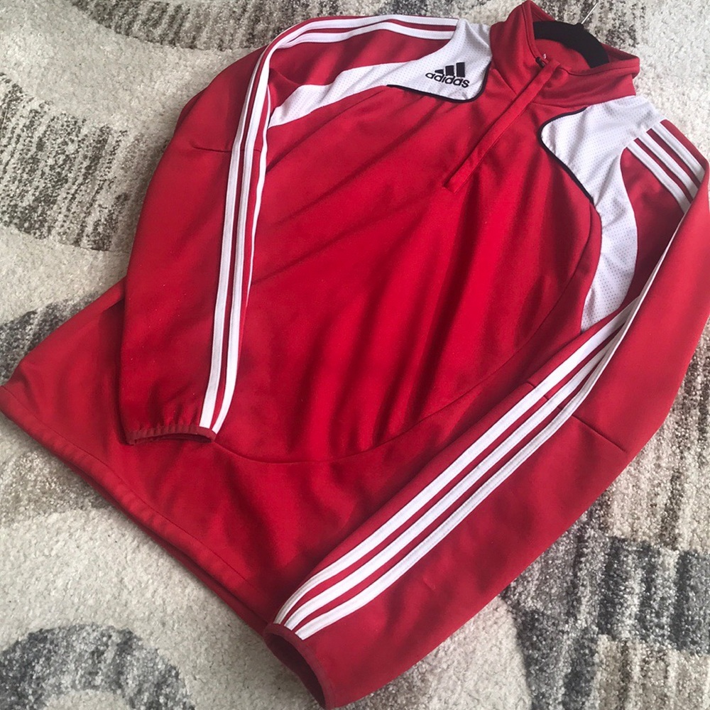 Adidas Logo Pullover | Red Adidas jacket